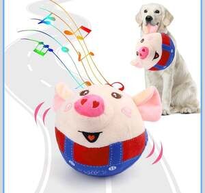 Jumping Squeaky Pig Dog Toy with Recording and Music Modes